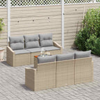 Conjunto de sofás de jardín 7 pcs Beige ratán sintético