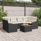 Conjunto de sofás de jardín 7 pcs Negro ratán sintético
