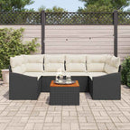 Conjunto de sofás de jardín 7 pcs Negro ratán sintético