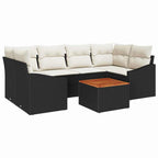 Conjunto de sofás de jardín 7 pcs Negro ratán sintético