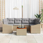 Conjunto de sofás de jardín 7 pcs Beige ratán sintético