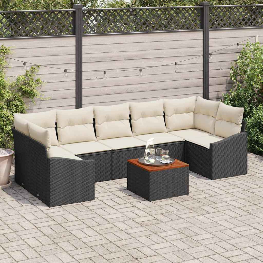 Conjunto de sofás de jardim 8 pçs Bege rotim sintético