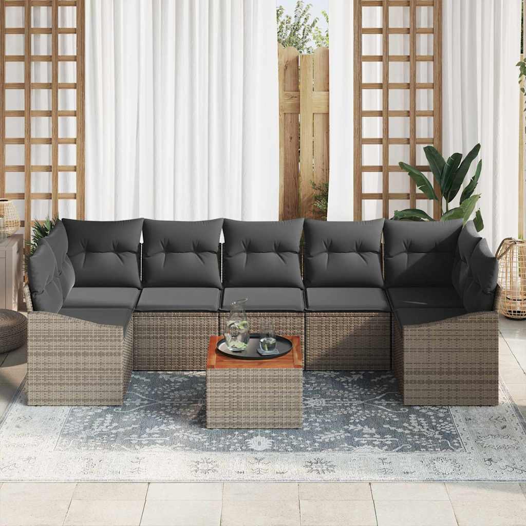 Conjunto de sofás de jardim 8 pçs Bege rotim sintético