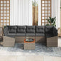 8-Piece Outdoor Sofa Set Beige Poly Rattan