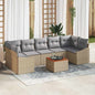 8-Piece Outdoor Sofa Set Beige Poly Rattan