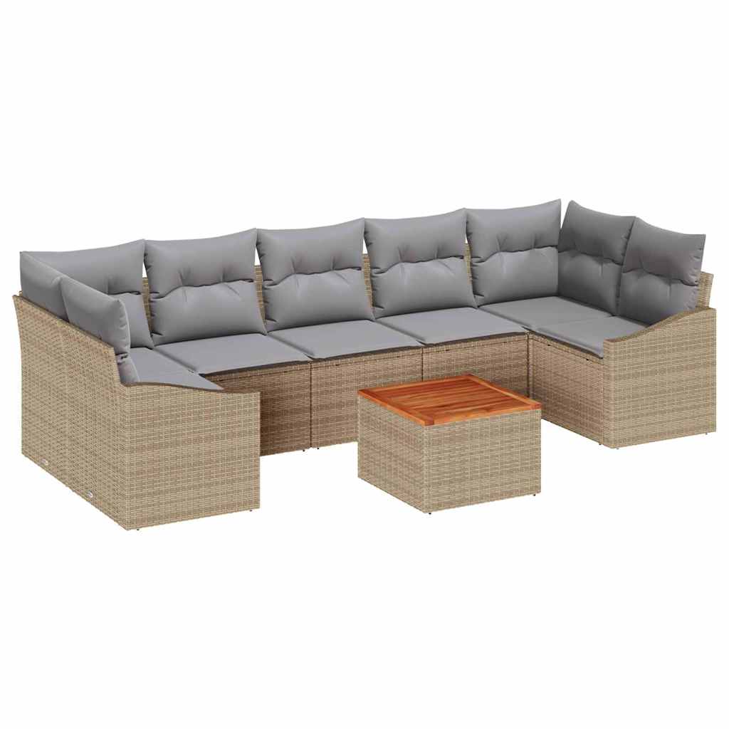 Conjunto de sofás de jardín 8 pcs Beige ratán sintético