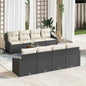 9-Piece Beige Synthetic Rattan Garden Sofa Set