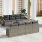 9-Piece Beige Synthetic Rattan Garden Sofa Set