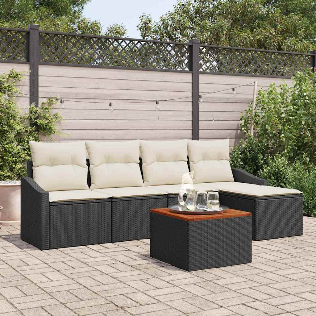 Conjunto de sofás de jardín 6 pcs Beige ratán sintético