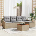 Conjunto de sofás de jardín 6 pcs Beige ratán sintético