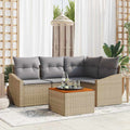 Conjunto de sofás de jardín 5 pcs Beige ratán sintético