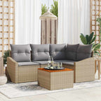 Conjunto de sofás de jardín 5 pcs Beige ratán sintético