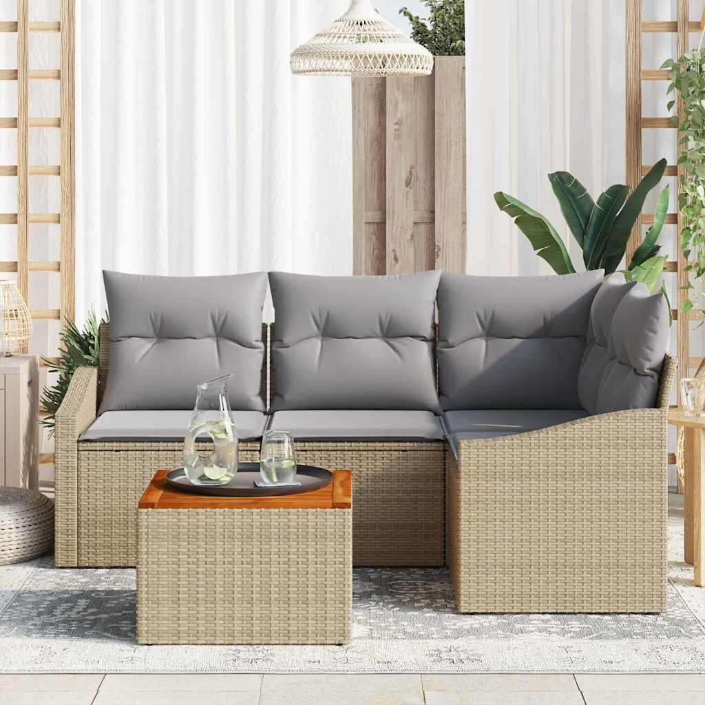 Conjunto de sofás de jardín 5 pcs Beige ratán sintético