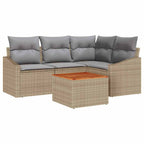 Conjunto de sofás de jardín 5 pcs Beige ratán sintético