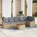 Conjunto de sofás de jardín 7 pcs Beige ratán sintético