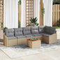 Conjunto de sofás de jardim 7 peças em vime sintético bege