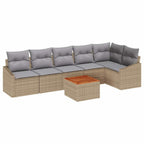 Conjunto de sofás de jardín 7 pcs Beige ratán sintético