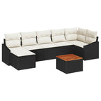 Conjunto de sofás de jardín 8 pcs Negro ratán sintético