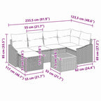 Conjunto de sofás de jardín 8 pcs Negro ratán sintético