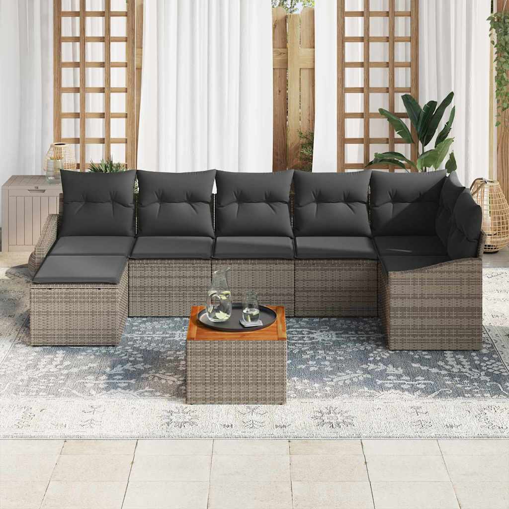 Conjunto de sofás de jardín 8 pcs Gris ratán sintético