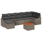 Conjunto de sofás de jardín 8 pcs Gris ratán sintético