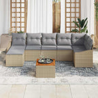 Conjunto de sofás de jardín 8 pcs Beige ratán sintético