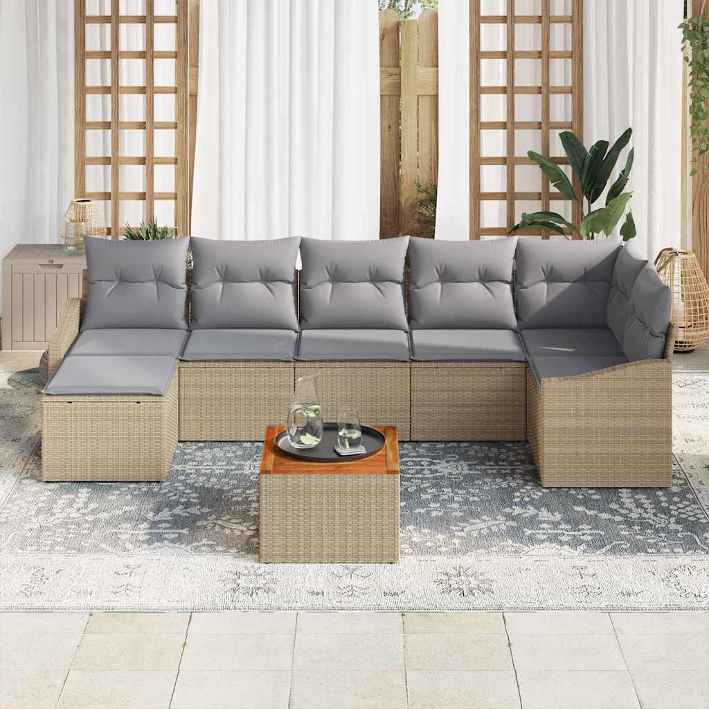 Conjunto de sofás de jardín 8 pcs Beige ratán sintético