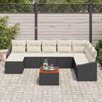 Conjunto de sofás de jardín 9 pcs Negro ratán sintético