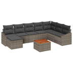 Conjunto de sofás de jardín 9 pcs Gris ratán sintético