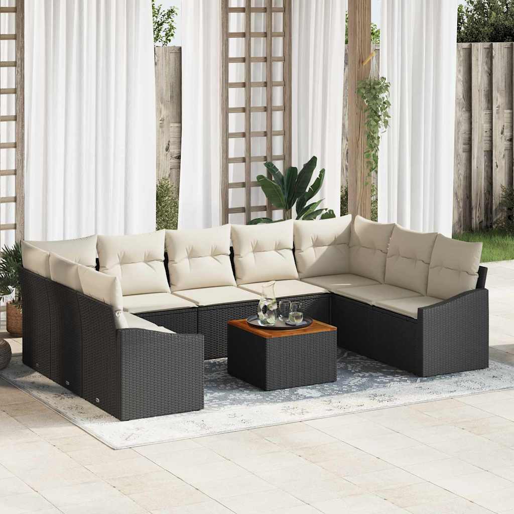 Conjunto de sofás de jardín 10 pcs Beige ratán sintético