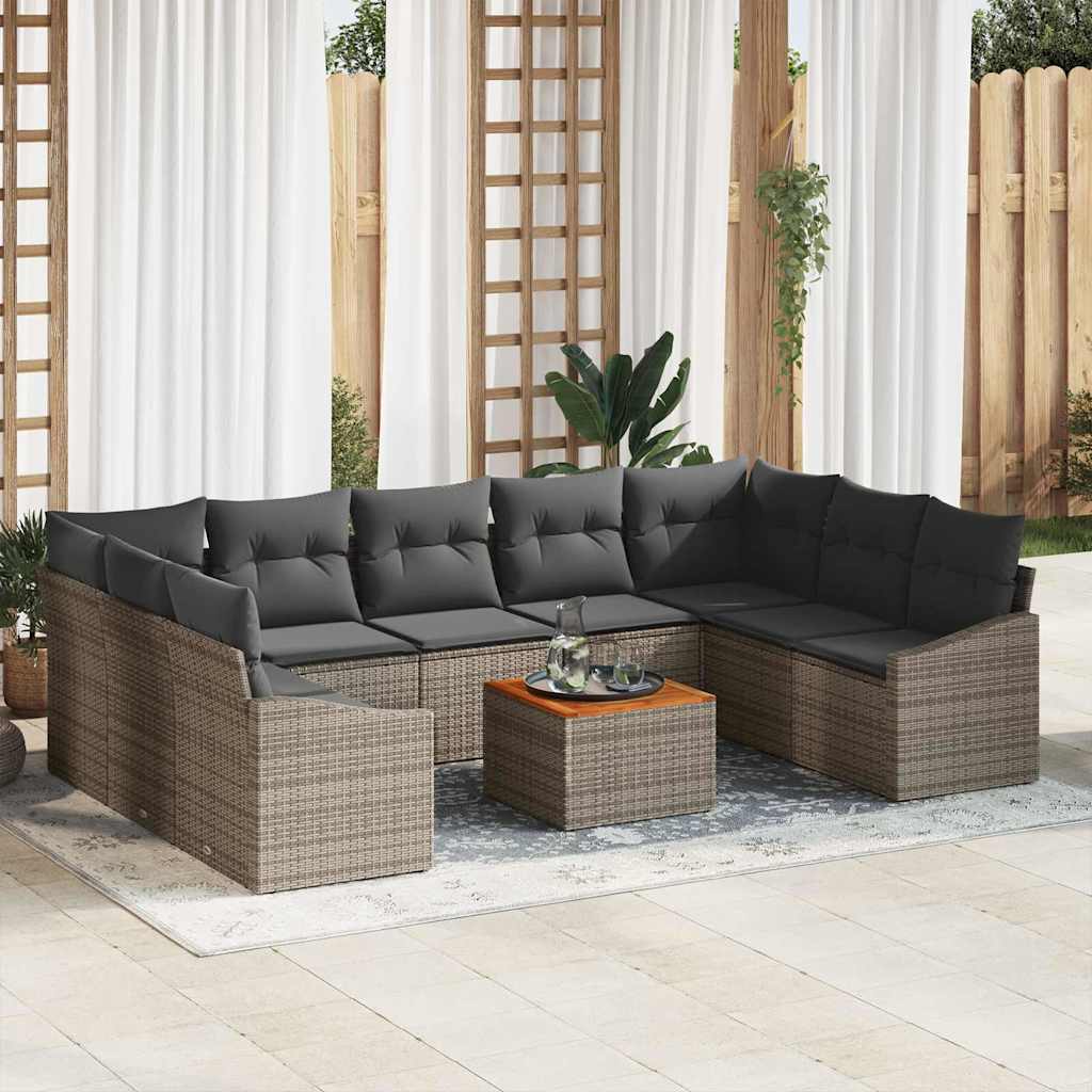 Conjunto de sofás de jardín 10 pcs Beige ratán sintético