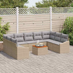 Conjunto de sofás de jardín 10 pcs Beige ratán sintético