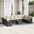 Conjunto de sofás de jardín 11 pcs Negro ratán sintético