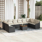 Conjunto de sofás de jardín 11 pcs Negro ratán sintético
