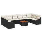 Conjunto de sofás de jardín 11 pcs Negro ratán sintético