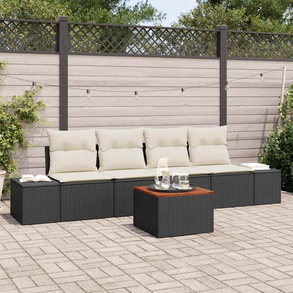 Conjunto de sofás de jardín 5 pcs Beige ratán sintético