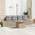 Conjunto de sofás de jardín 5 pcs Beige ratán sintético
