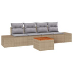 Conjunto de sofás de jardín 5 pcs Beige ratán sintético