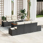 Conjunto de sofás de jardín 6 pcs Negro ratán sintético