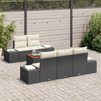Conjunto de sofás de jardín 6 pcs Negro ratán sintético