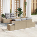 Conjunto de sofás de jardín 6 pcs Beige ratán sintético