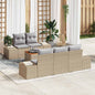 Conjunto de sofás de jardín 6 pcs Beige ratán sintético