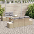 Conjunto de sofás de jardín 6 pcs Beige ratán sintético
