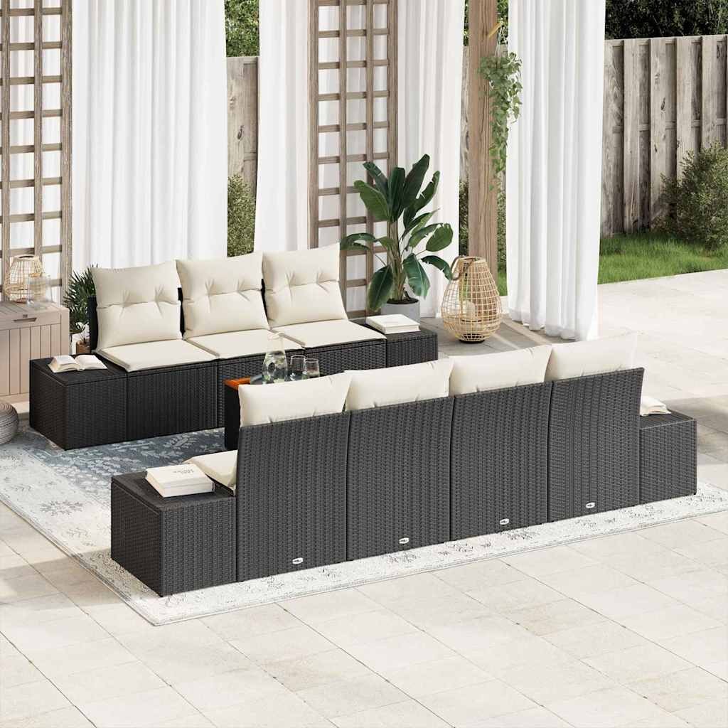 Conjunto de sofás de jardim 8 pçs Bege rotim sintético