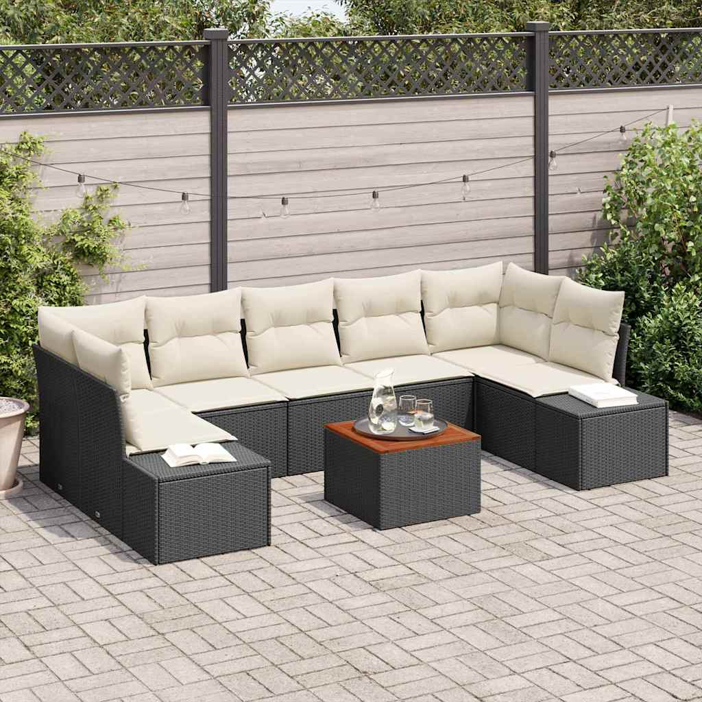 Conjunto de sofás de jardín 8 pcs Beige ratán sintético
