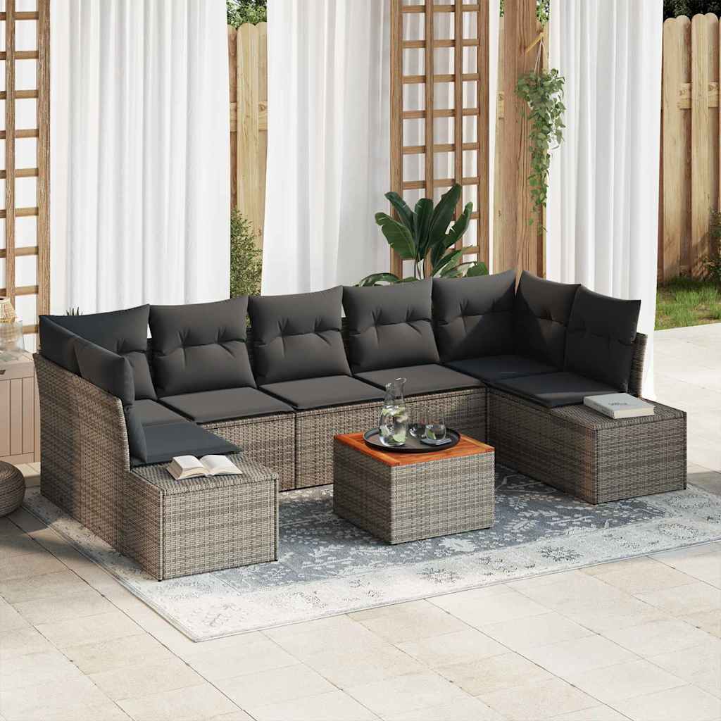 Conjunto de sofás de jardín 8 pcs Beige ratán sintético