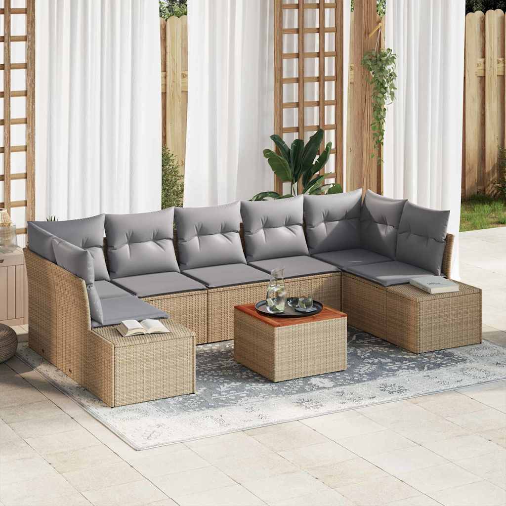 Conjunto de sofás de jardín 8 pcs Beige ratán sintético
