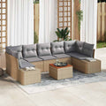 Conjunto de sofás de jardín 8 pcs Beige ratán sintético