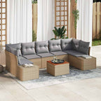 Conjunto de sofás de jardín 8 pcs Beige ratán sintético