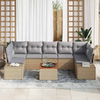 Conjunto de sofás de jardín 8 pcs Beige ratán sintético